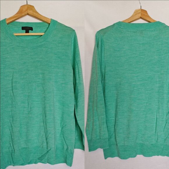 J.CREW Tippi Crewneck Sweater Classic Ribbed Light Green Merino Wool XL E1277 - Picture 1 of 9